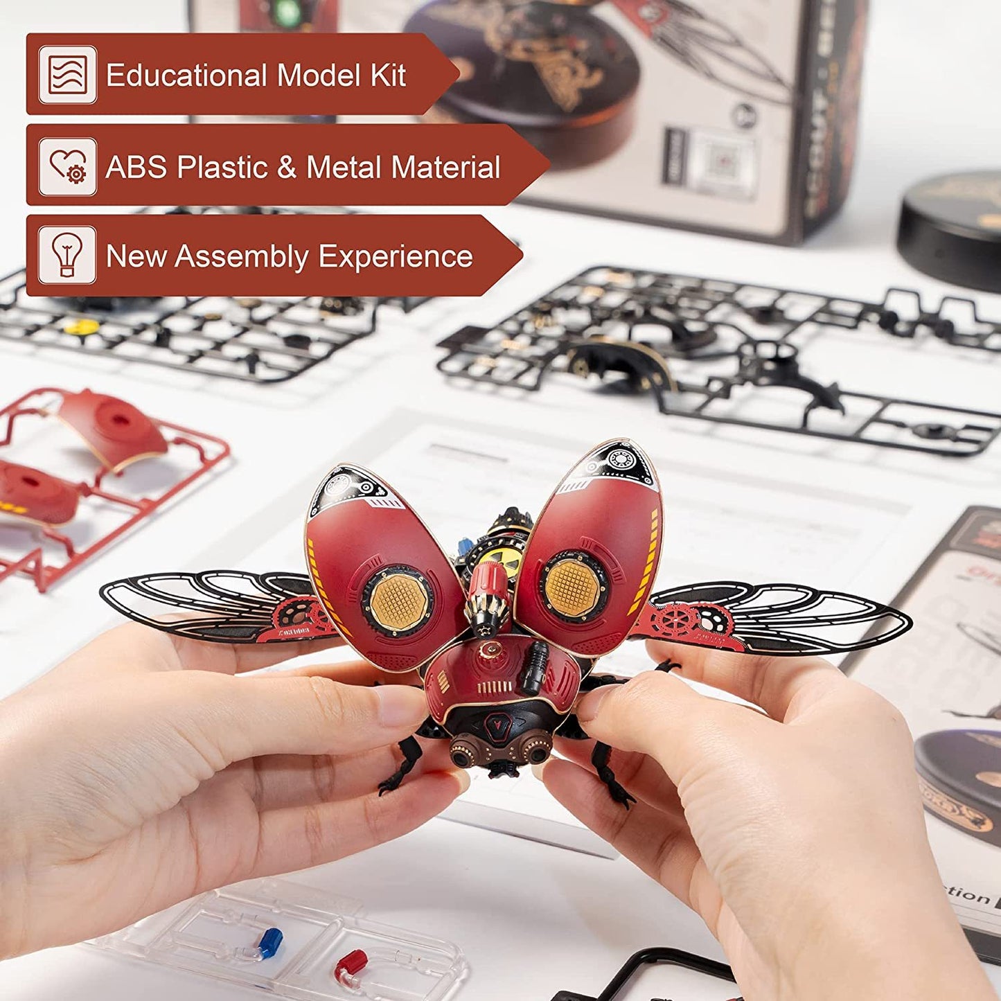 Robotime Rokr Scout Beetle Métal 3D Puzzles Jeux Style Punk Cadeau Pour Anniversaire Assemblage Facile Conception Mécanique DIY Jouets - MI02