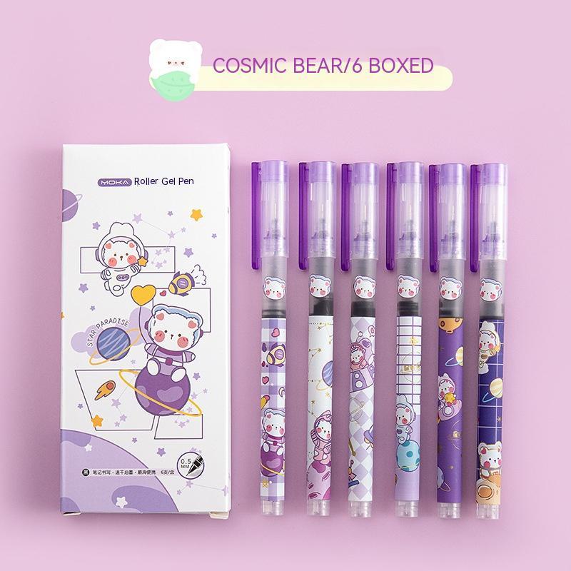 Stylo gel à séchage rapide, liquide droit, dessin animé mignon, en boîte