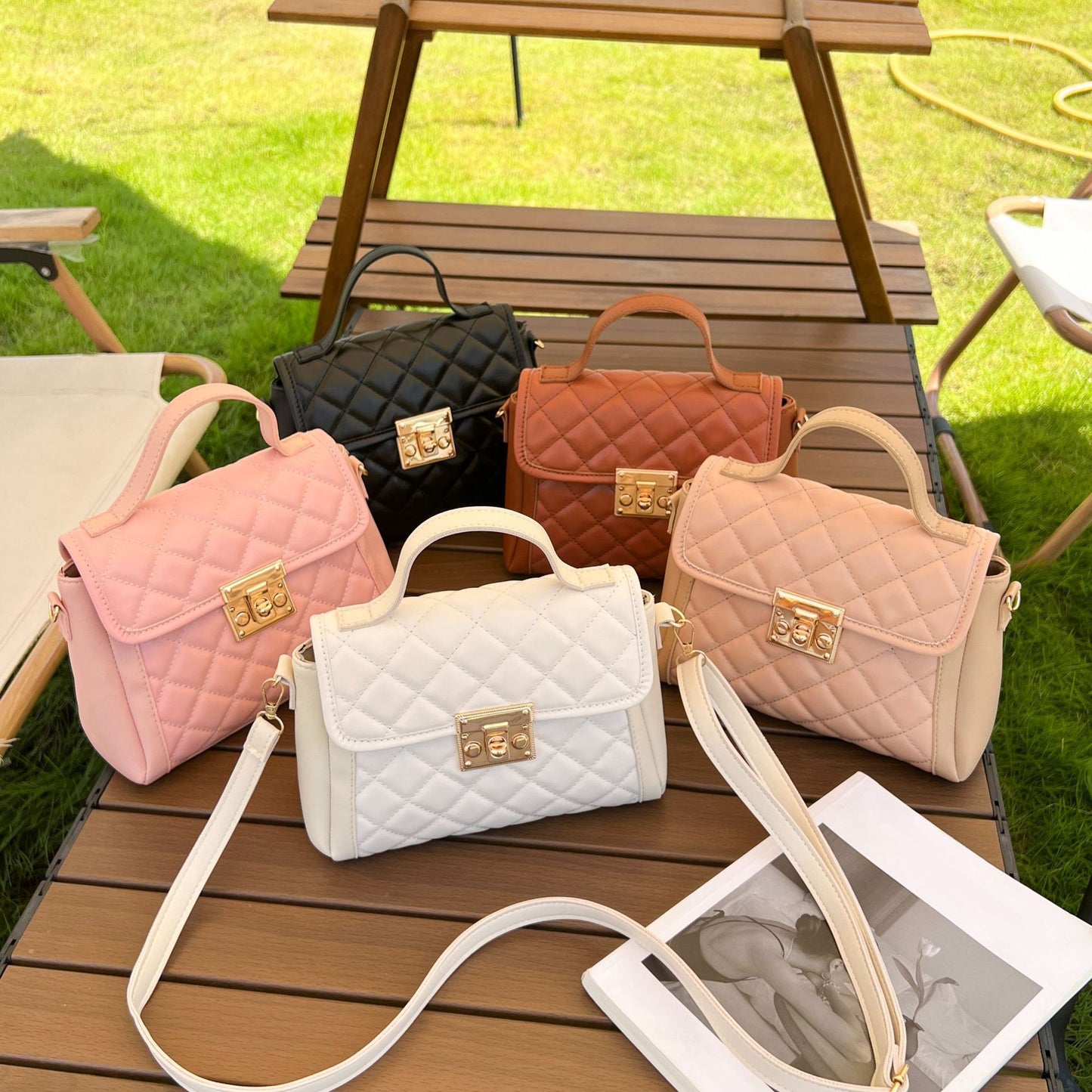 Sac à bandoulière en losange pour femmes, sac à main tendance en PU