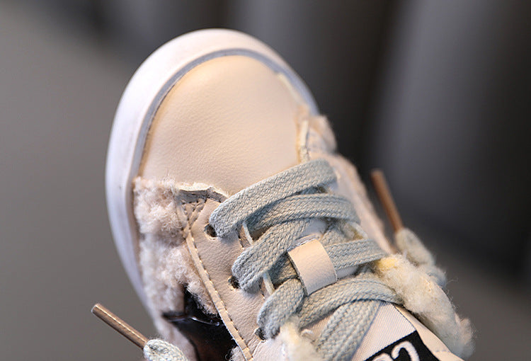 Deux baskets en coton et chaussures rembourrées en velours pour filles, chaussures blanches en coton