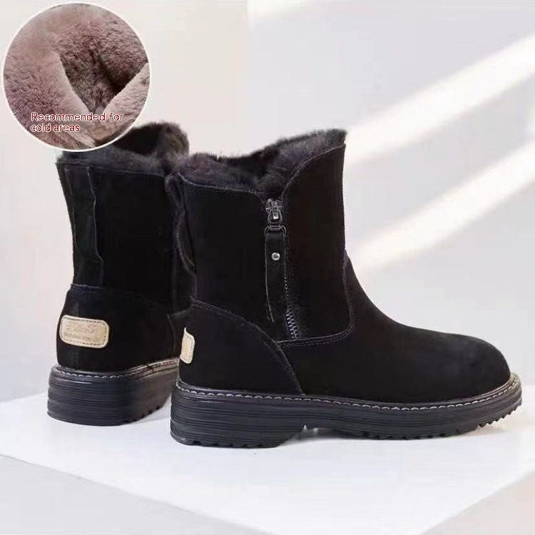Bottes de neige épaisses doublées polaire femme antidérapantes chaudes