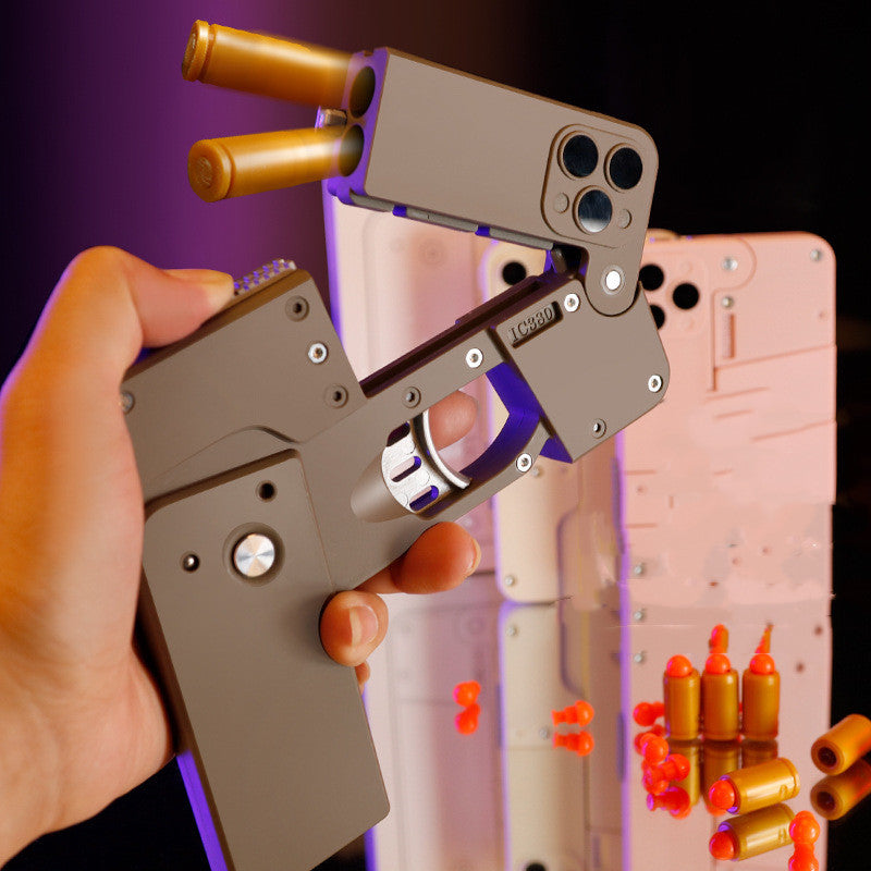 Bala de pistola plegable, juguete para lanzar conchas automáticas, juguete de bala suave creativo, apariencia de teléfono móvil, pistola interactiva al aire libre, regalo para niños