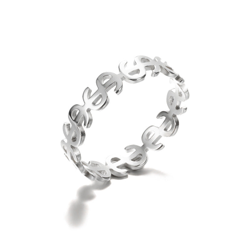 Anillo hueco de acero inoxidable Anillo geométrico en forma de corazón