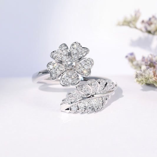 Flower Fashion And Fully-jewelled Women's European And American Zircon Ornament Ring