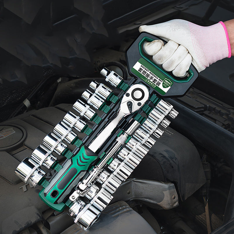 Juego de combinación de reparación de automóviles multifunción con llave de trinquete y carcasa de enchufe