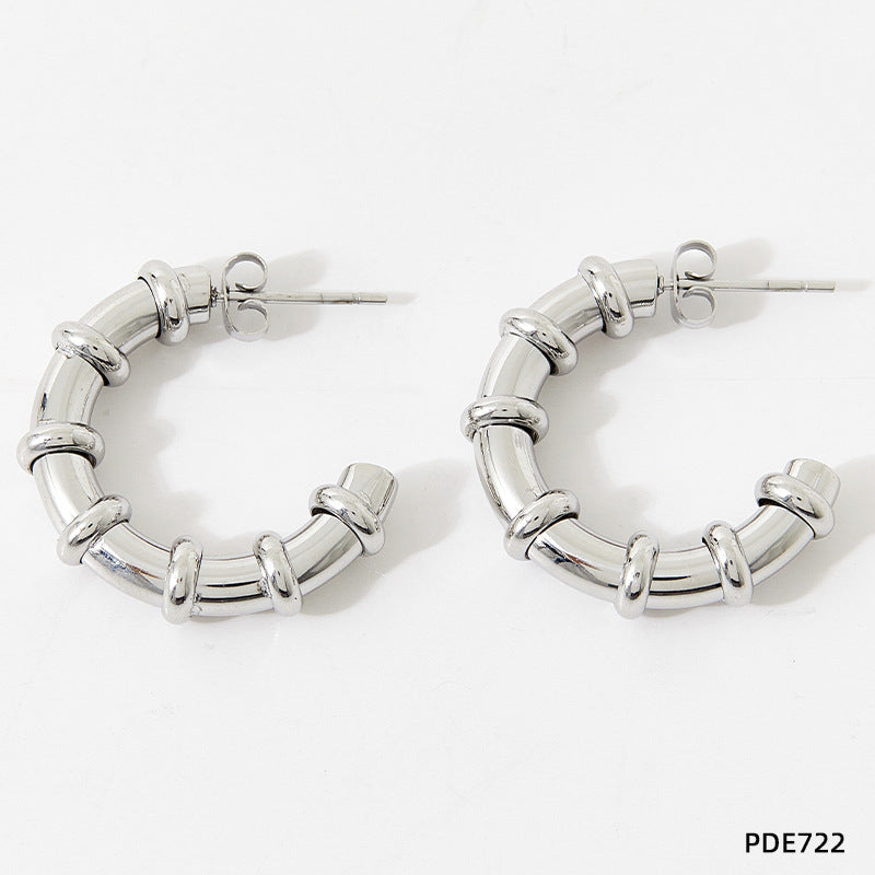 Boucle d'oreille en forme de C en acier inoxydable, boucles d'oreilles en acier titane blanc