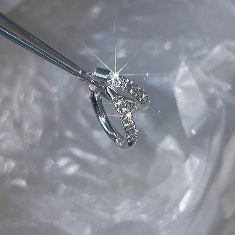 Clip d'oreille géométrique en strass et Zircon pour femmes, Simple