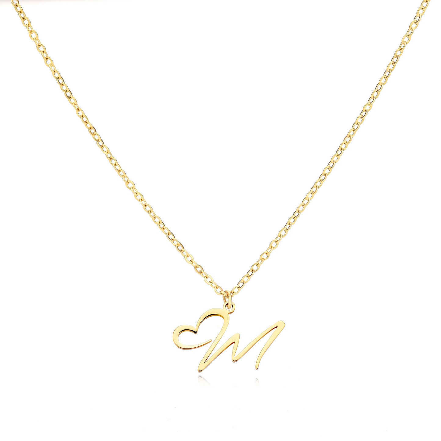 Collier créatif en acier inoxydable avec pendentif lettre cœur Simple pour femmes