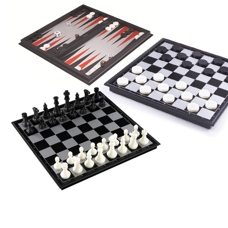 Backgammon de dames d'échecs magnétiques trois en un