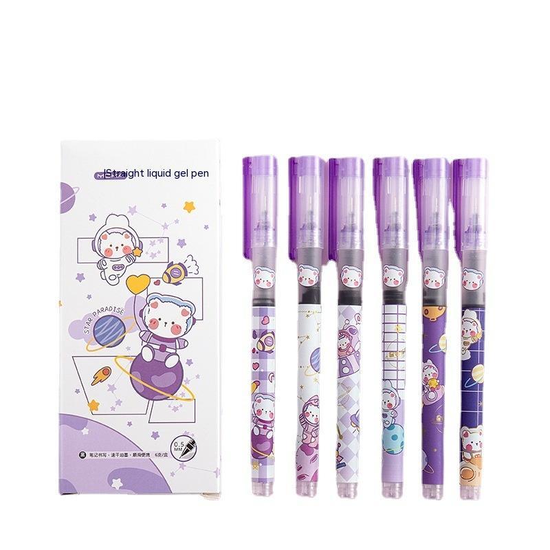 Stylo gel à séchage rapide, liquide droit, dessin animé mignon, en boîte