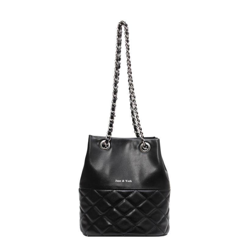 Bolso cruzado tipo cubo con un solo hombro y textura de diamante para mujer, estilo coreano, sencillo
