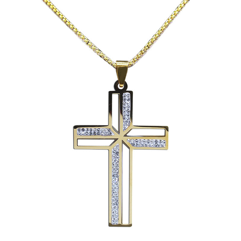 Collar de acero inoxidable con colgante elegante de diamantes estilo Hip Hop callejero