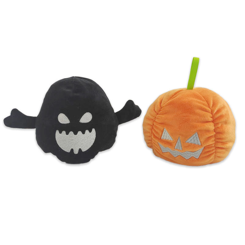 Jouets en peluche lumineux d'halloween, jouet créatif et mignon réversible en forme de citrouille fantôme, cadeau pour enfants, jouets à rabat recto-verso pour enfants