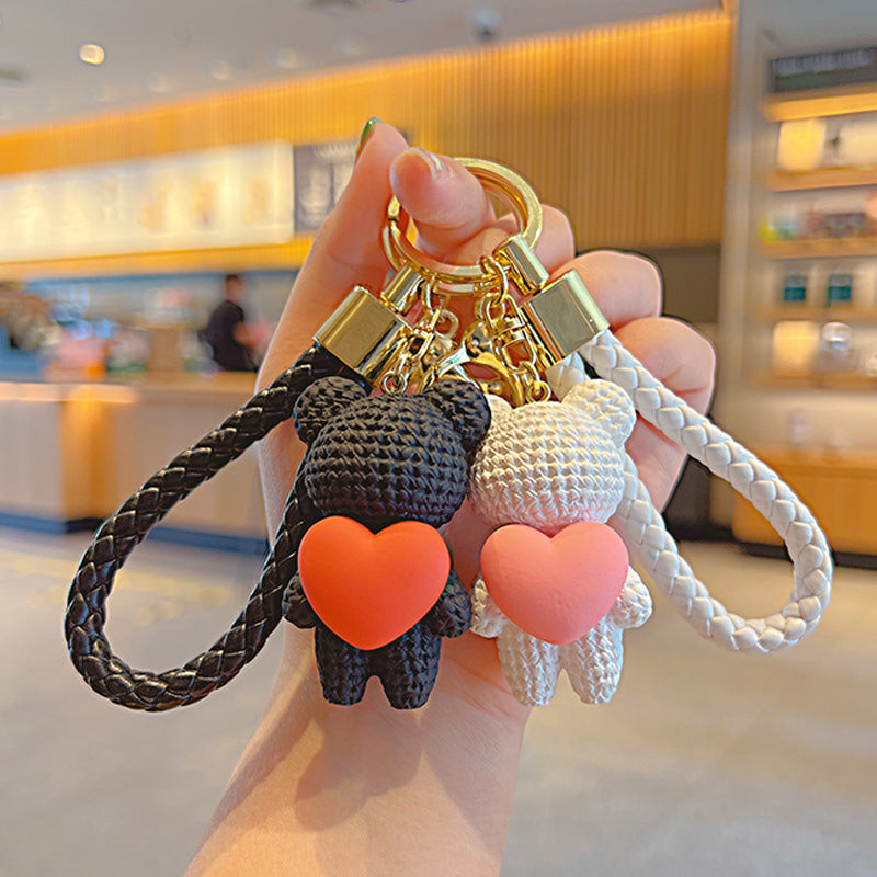 Porte-clés poupée en forme de cœur d'amour, petit ours, pendentif mignon de célébrité d'internet