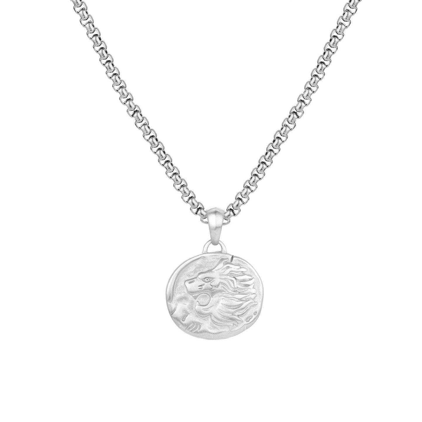 Collar con colgante chapado en oro de 18 quilates con moneda de acero inoxidable y brújula para hombre