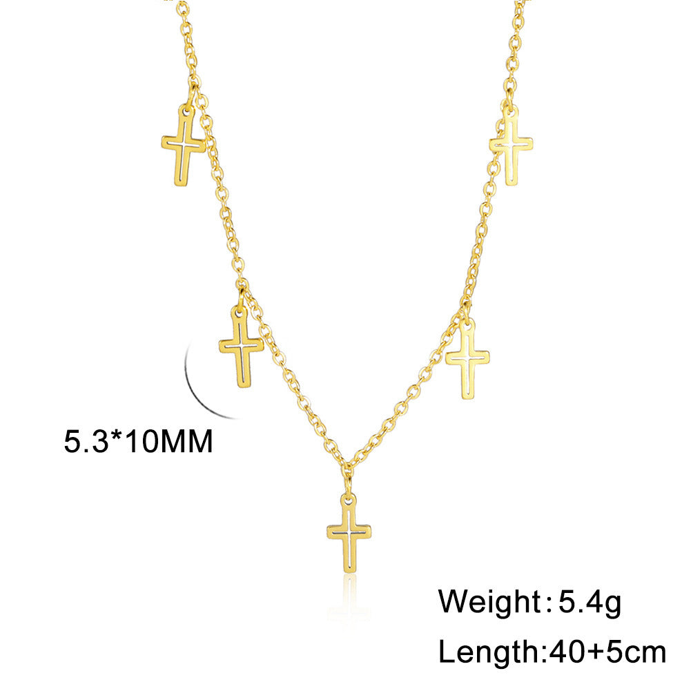 Titanium Steel Cut Advanced Clavicle Chain Cross Pendant