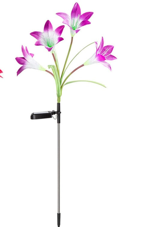Lumières solaires de fleur de lys lumière solaire de jardin LED lumière de pelouse lumière de paysage lumière de fleur imperméable
