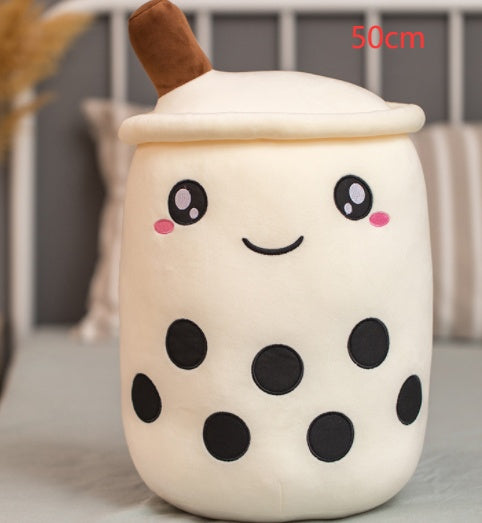 Peluche de boisson aux fruits, mignonne, douce, fraise, lait, thé, tasse de thé Boba, jouet bulle de thé, oreiller, coussin, cadeau pour enfants