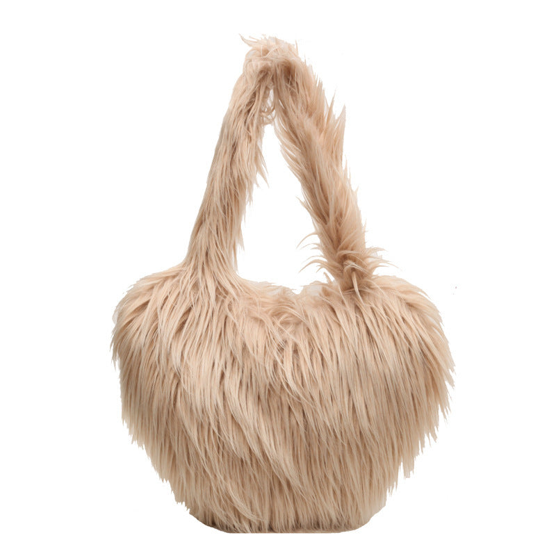 Sacs à bandoulière en peluche sous les aisselles d'hiver, grande capacité, sac cœur personnalisé, sacs à main de luxe pour femmes, haute qualité, cadeau de saint valentin