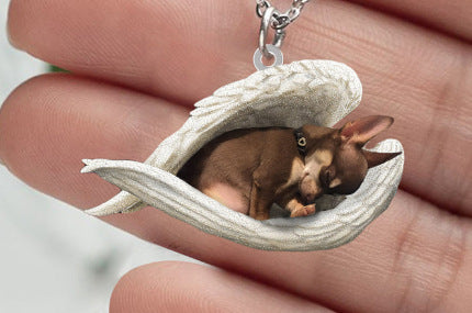 New Unique Dogs And Cats Sleeping Angel Pendant Car Key Ring