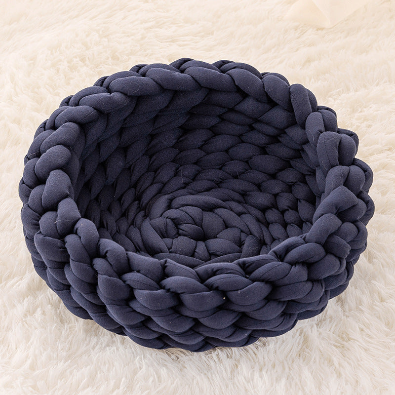 Coussin de maison pour chat, doux et Long, en peluche, tapis chaud pour animaux de compagnie, chenil mignon, panier de couchage, lit rond, moelleux, confortable au toucher, produits pour animaux de compagnie