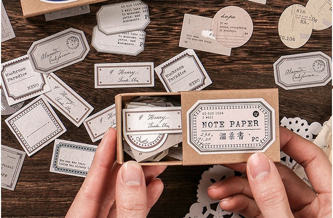 Mini Etiqueta Serie Retro Mano Cuenta DIY Decoración Papel Base 45 Hojas