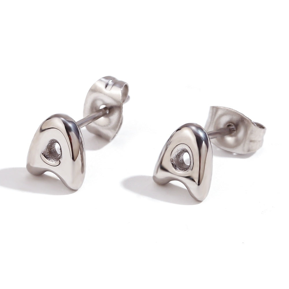 Titanium Steel Earrings 18K Gold Mini Alphabet Letter Earrings Women