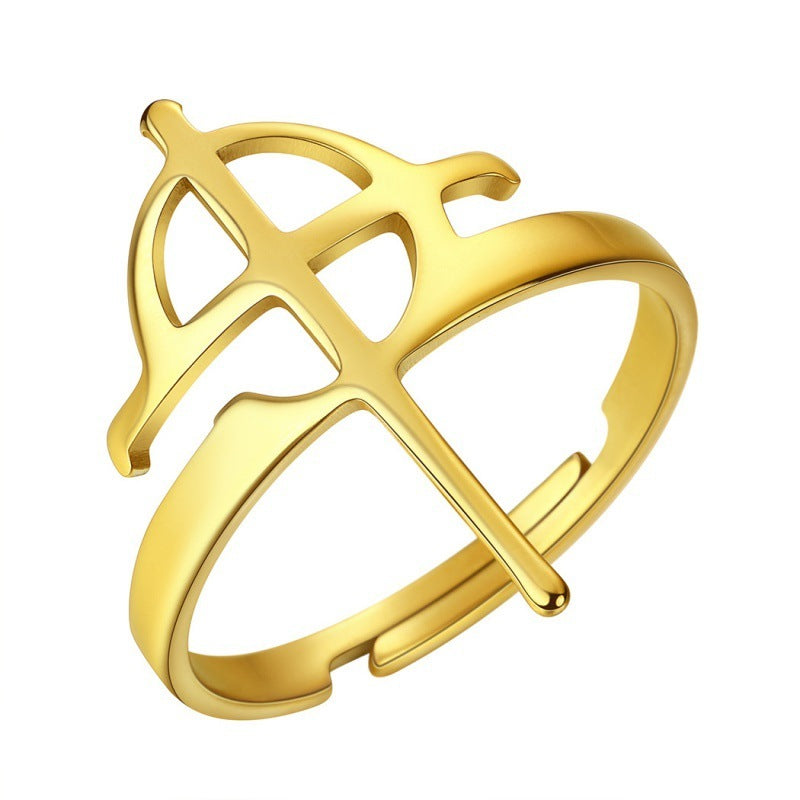 Bague en acier inoxydable Hip Hop, croix géométrique, mode Couple, bijoux