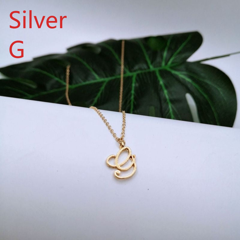 Ornament 26 Letter Necklace Simple Fashion Character Capital English Pendant Special-interest Design Clavicle Chain