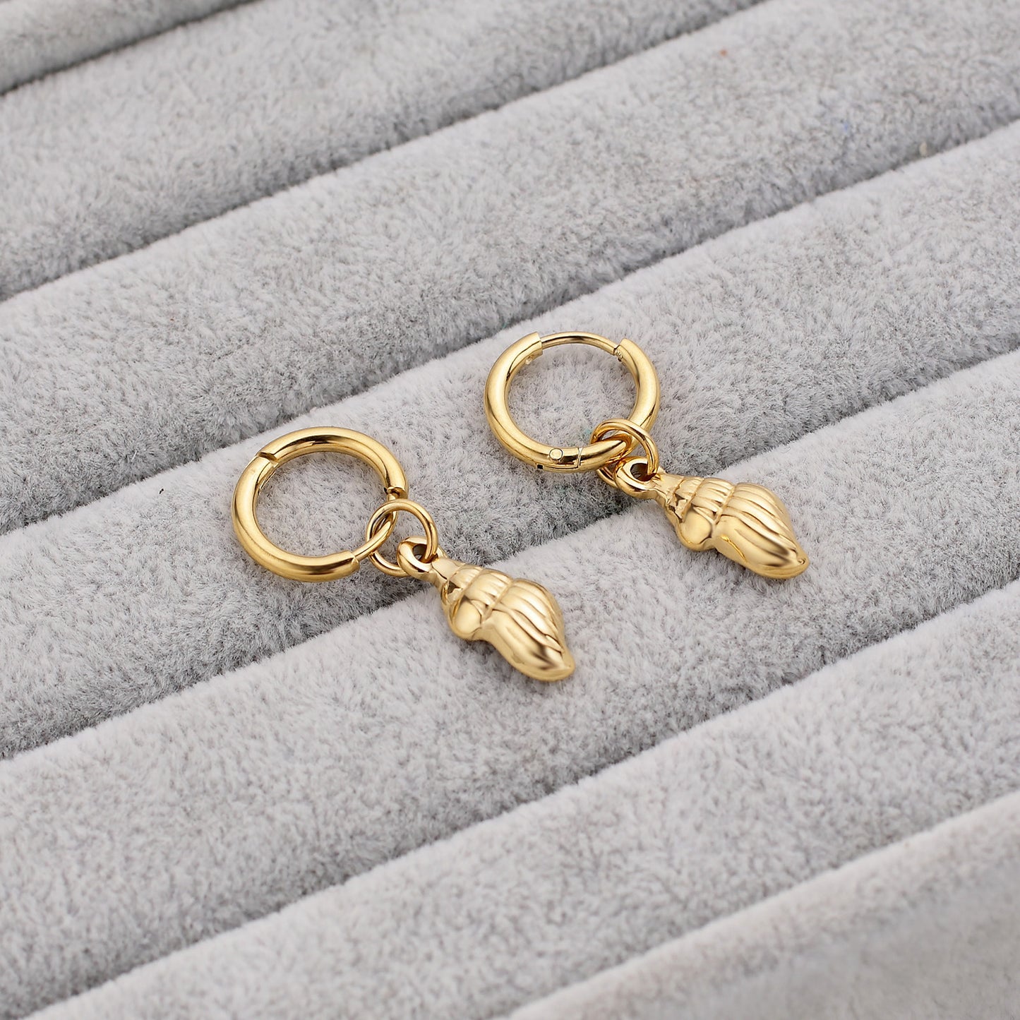 Boucles d'oreilles pince à crabe conque Sun Queen