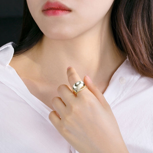 S925 Sterling Silver Ring Irregular Concave Female Ring
