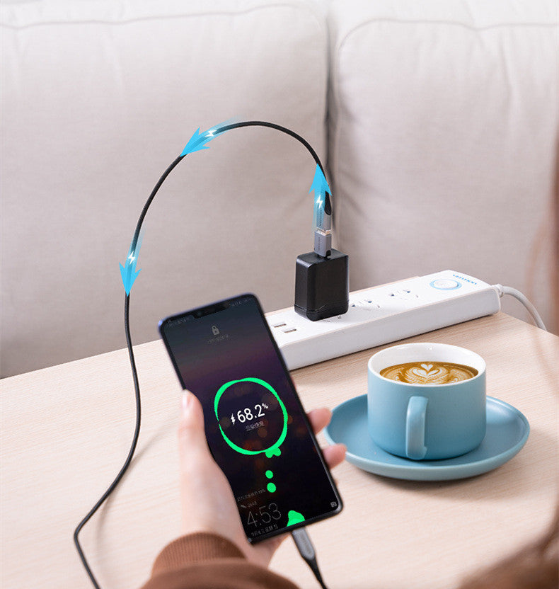 USB 3.0C mâle à un adaptateur femelle OTG en alliage d'aluminium gris avec lanière