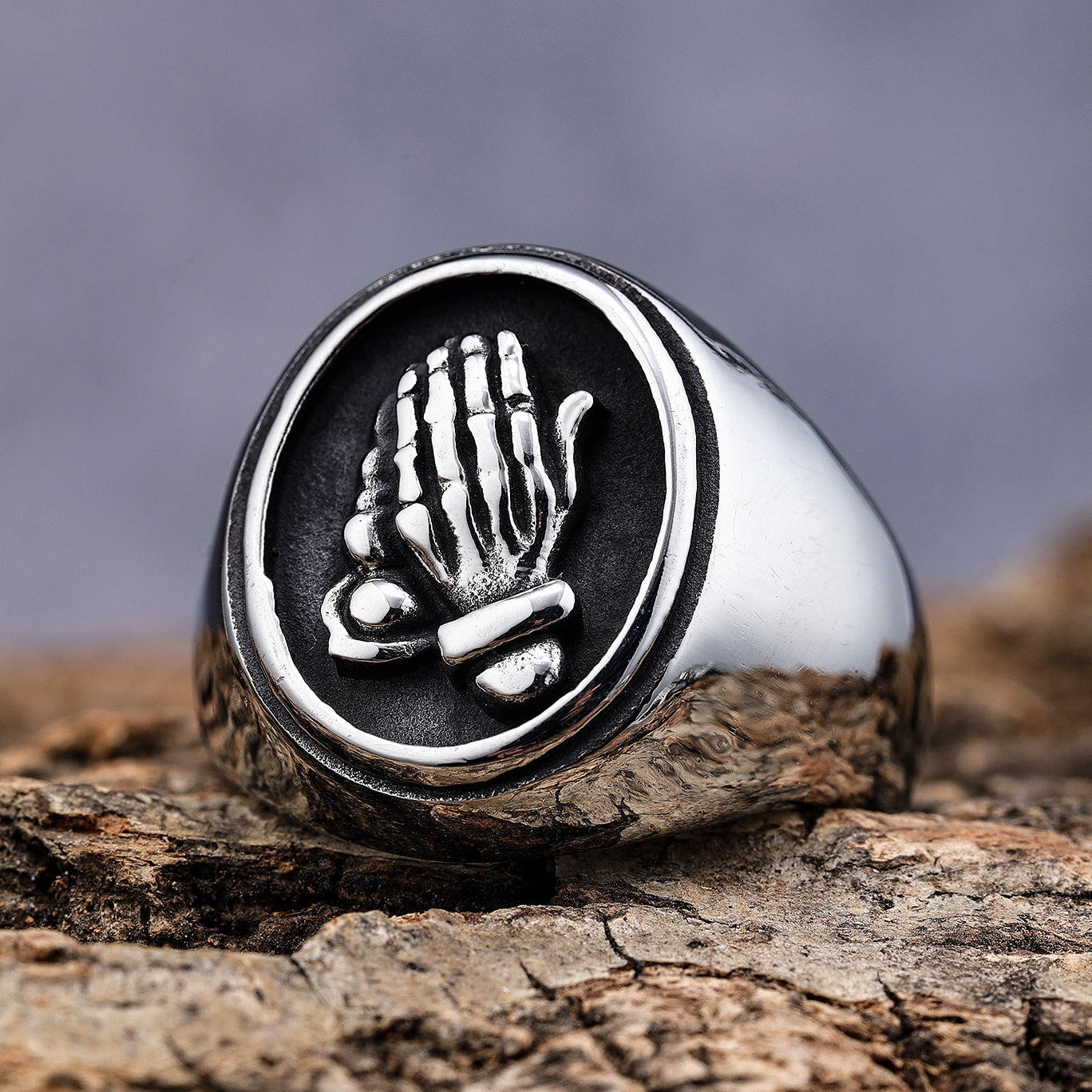 Fashion Titanium Steel Praying Hands Ring