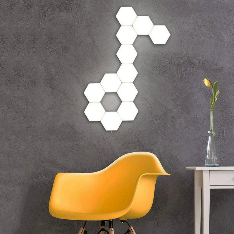 Compatible avec Apple, lumière LED modulaire en nid d'abeille contrôlée par téléphone intelligent sans fil, lumière quantique hexagonale, fonctionne avec le système Android IOS.