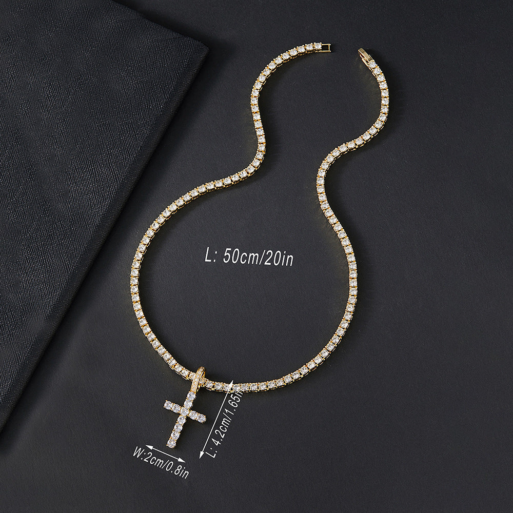 Versatile And High-end Zirconia Cross Necklace