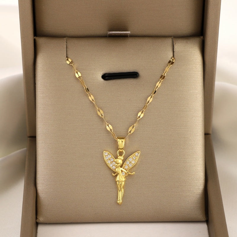 Angel Pendant Titanium Steel Necklace