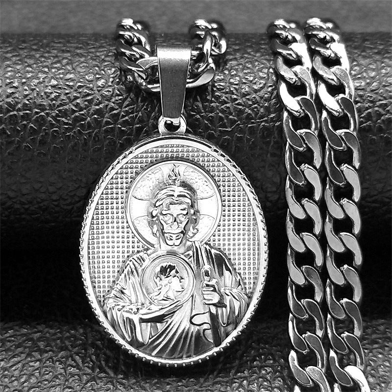 Collar con estante cruzado de acero inoxidable Hip Hop para hombre