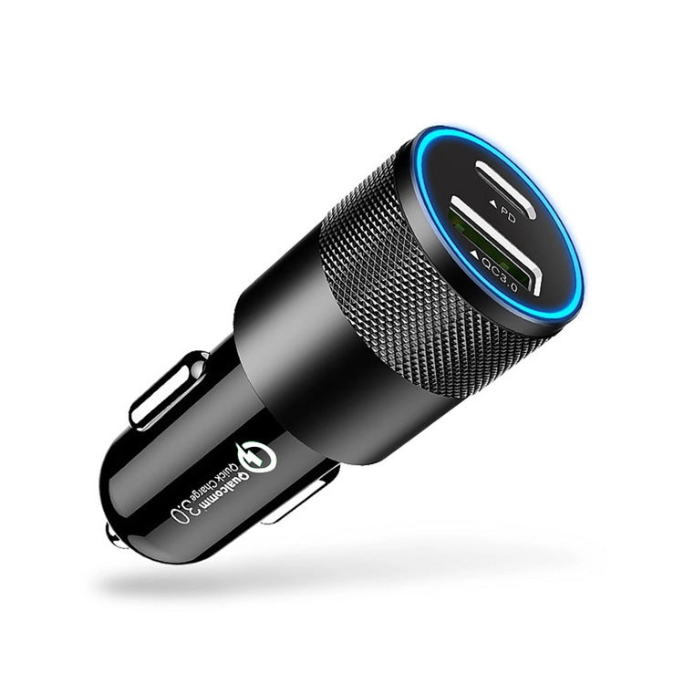 Chargeur de voiture en alliage d'aluminium Pd à double port de type C