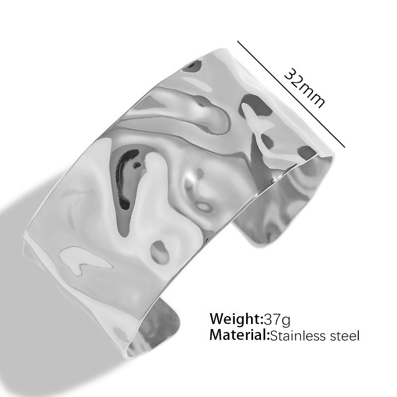 Pulsera abierta de acero de titanio exagerada personalizada europea y americana