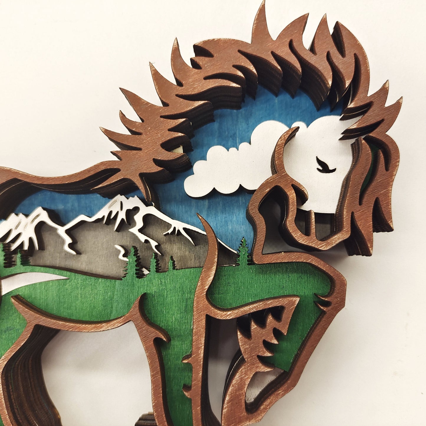 Décoration de noël en bois, Sculpture d'animaux, cadeau artisanal, Sculpture murale suspendue, ours, cerf, élan, décor artistique, ornements du nouvel an