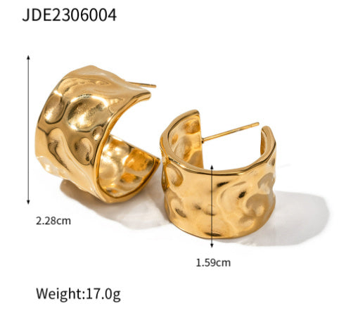 Boucles d'oreilles texturées carrées en acier inoxydable