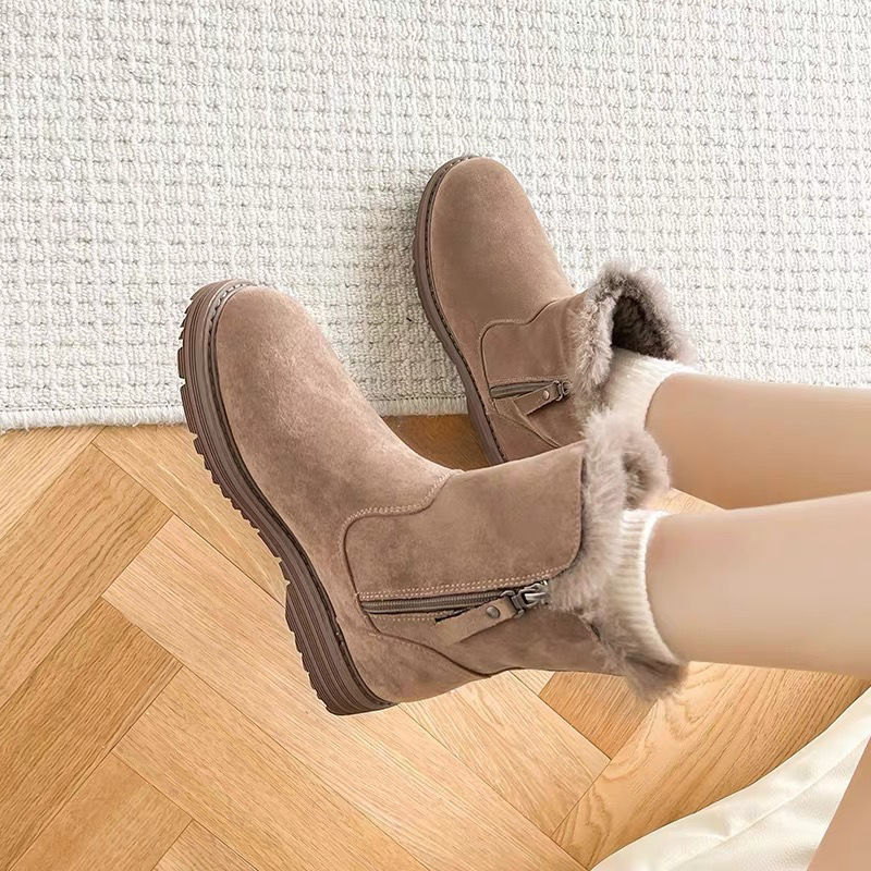 Bottes de neige épaisses doublées polaire femme antidérapantes chaudes