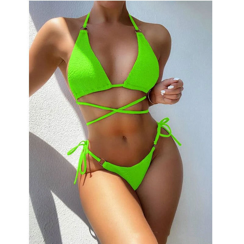 Maillot de bain bikini fendu pour femme