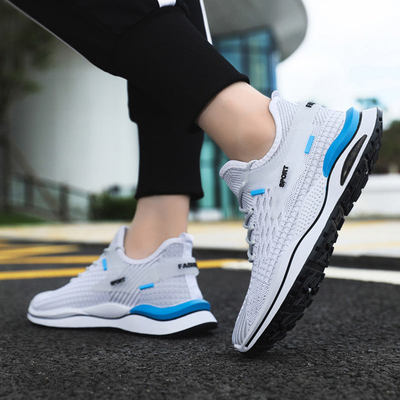 Zapatillas de deporte de malla para hombre, zapatos con cordones de diseño a cuadros a rayas, zapatos deportivos informales ligeros y transpirables