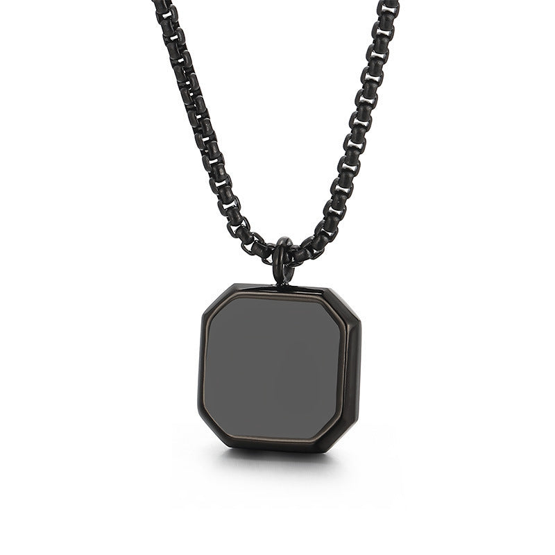 Square Mirror Drop Oil Pendant Simple Stylish Glossy Photo Frame Necklace