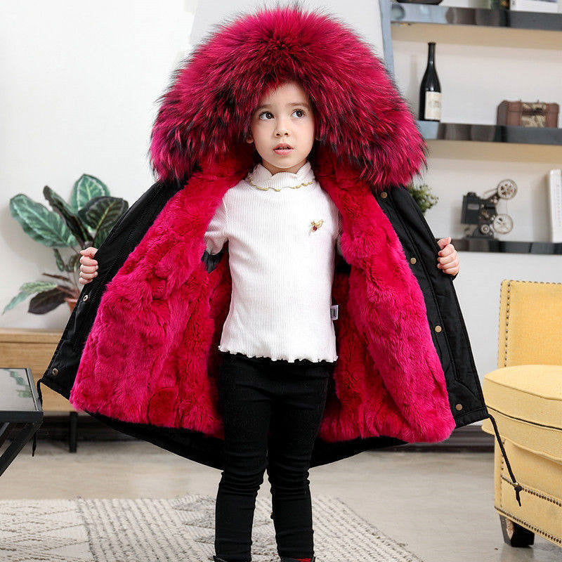 Vestes pour enfants, vêtements pour filles, garçons et bébés, grand col en fourrure