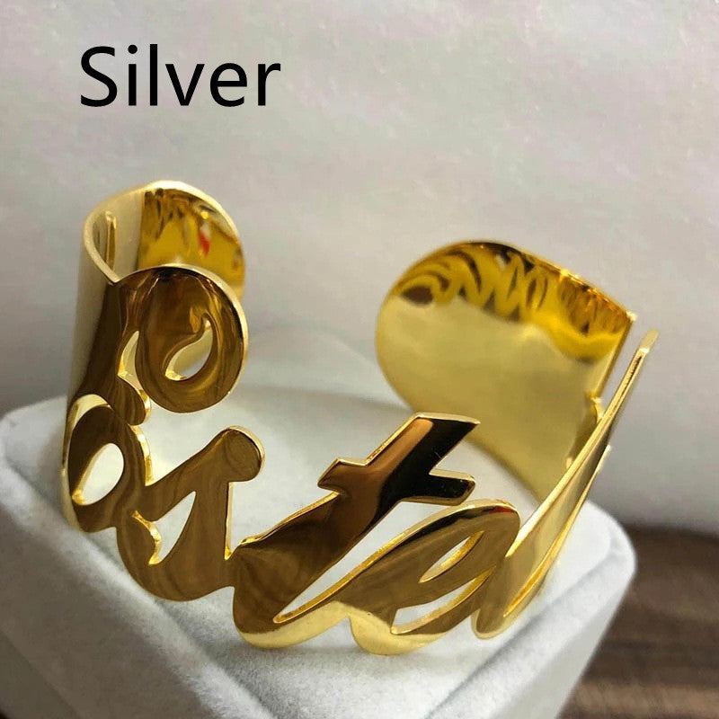 Bracelet de lettre de nom personnalisé en acier inoxydable