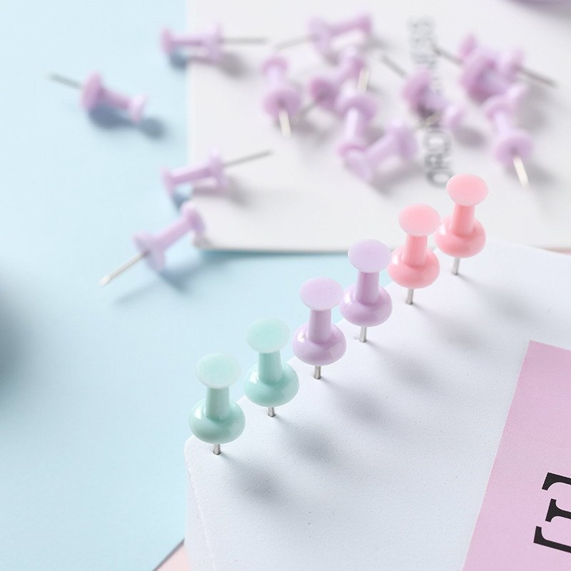 Pin de empuje en caja de Color macarrón, pasador de plástico de tamaño pequeño, creativo, Simple, suministros de oficina