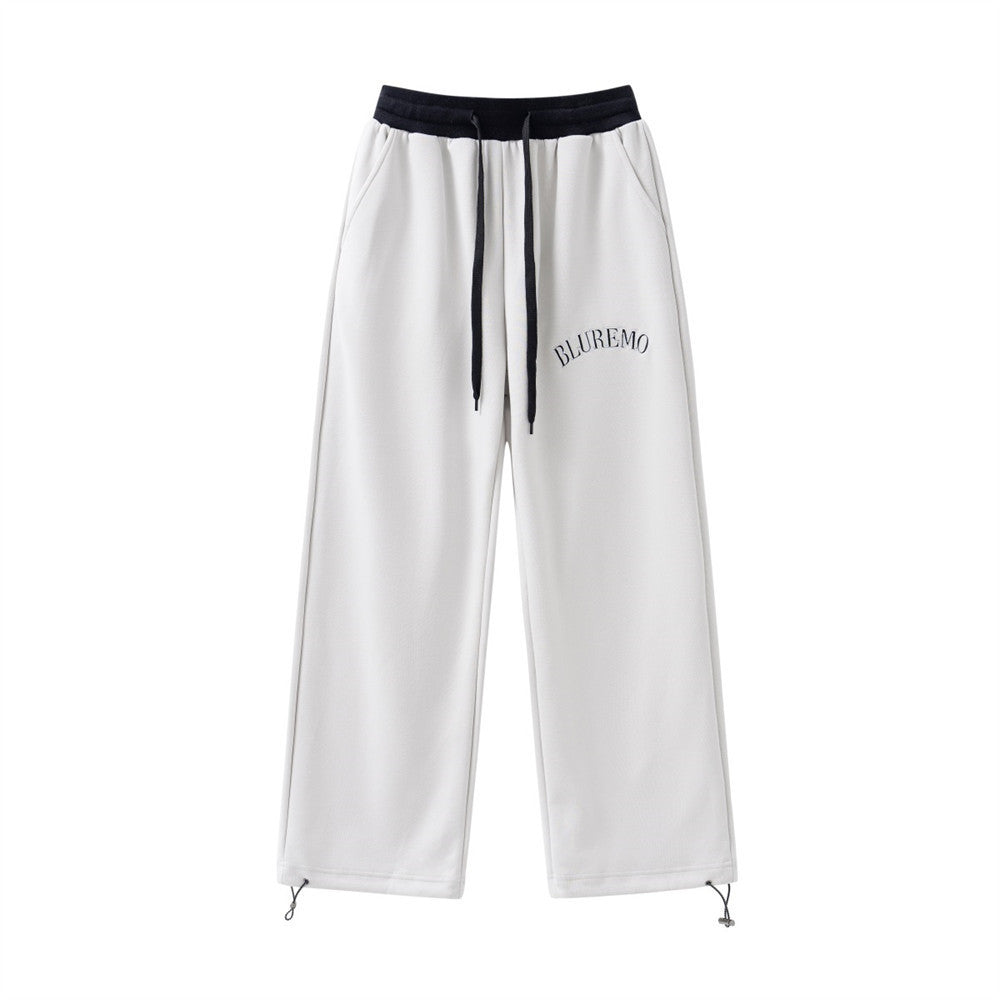 American Street Simple Letter Embroidery Casual Straight Trousers