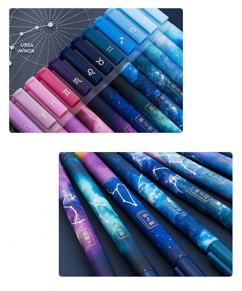 Stylo à douze constellations, stylo à étoile brillante, stylo à bille du zodiaque